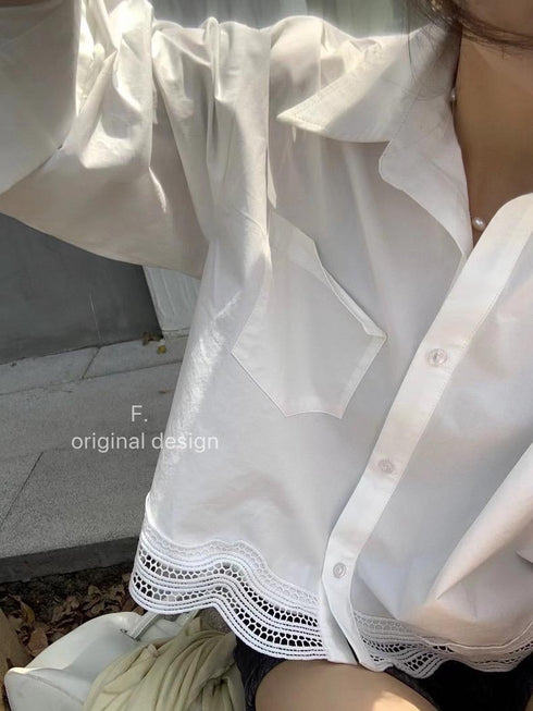 Casual Collar Down Crop Shirts
